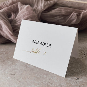 Elegant Gold & Black Calligraphy Escort Place Card