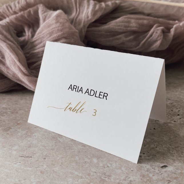 Elegant Gold & Black Calligraphy Escort Place Card (Creator Uploaded)