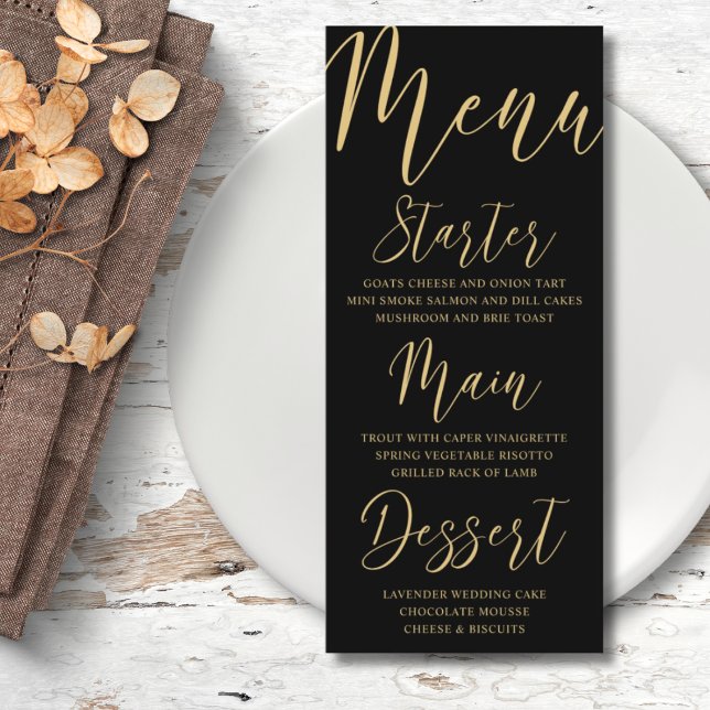 Elegant Gold & Black Calligraphy Wedding Menu (Creator Uploaded)