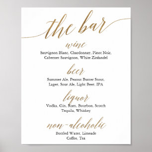 Elegant Gold & Black Calligraphy Wedding The Bar Poster