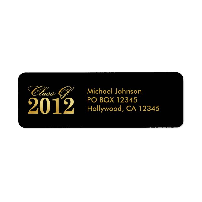 Elegant Gold / Black Class of 2012 Labels (Front)