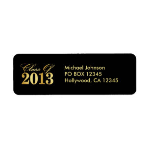 Elegant Gold / Black Class of 2013 Labels