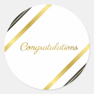 Elegant Gold & Black Congratulations - Celebration Classic Round Sticker