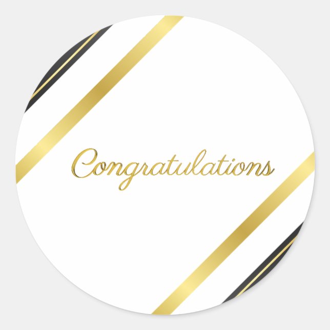 Elegant Gold & Black Congratulations - Celebration Classic Round Sticker (Front)