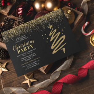 Elegant Gold & Black Corporate Christmas Party Invitation
