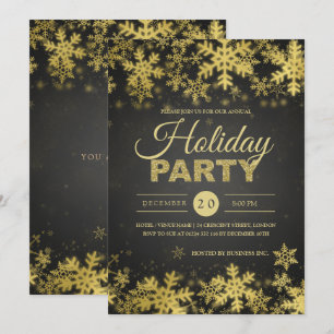 Elegant Gold & Black Corporate Christmas Party Invitation