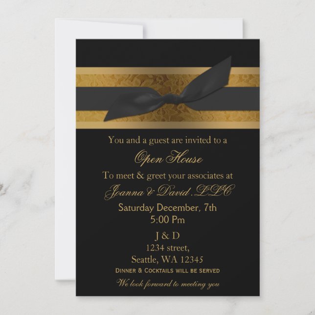 Elegant Gold Black  Corporate party Invitation (Front)