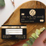 Elegant Gold Black Credit Logo Gift Certificate<br><div class="desc">This is the perfect gift certificate logo business card for a trendy, stylish, girly, and modern businesswoman. This design features a simple but glamourous and chic black background with faux gold accents designed in the cute, unique, and clever style of a credit card. It's the perfect way to allow your...</div>