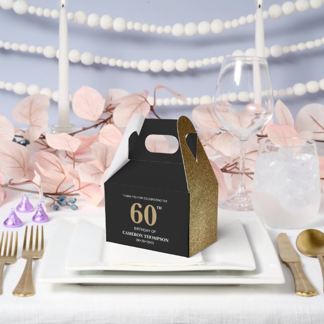 Elegant Gold Black custom 60th birthday  Favour Box (Wedding)