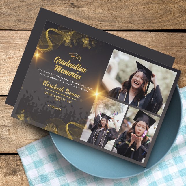 Elegant Gold & Black Custom Graduation Invites (Elegant Gold & Black Custom Graduation Invites – Personalized)