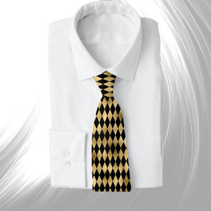 Elegant Gold Black Diamond Tie