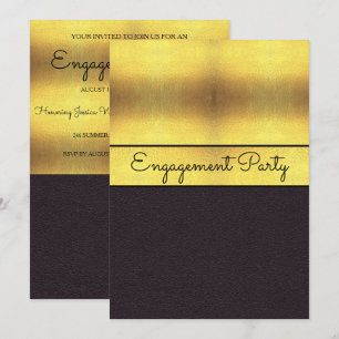 Elegant Gold & Black Engagement Invitation