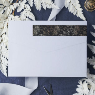Elegant Gold Black Floral Wedding Return Address Wrap Around Label