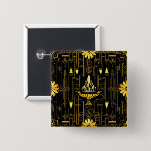 Elegant gold black gatsby 15 cm square badge