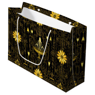 Elegant gold black gatsby large gift bag