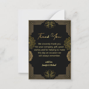 elegant gold black geometric thank you wedding    card