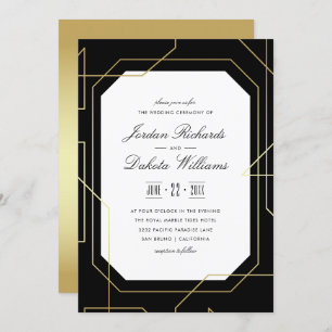 Elegant Gold & Black Geometric Wedding Invitation