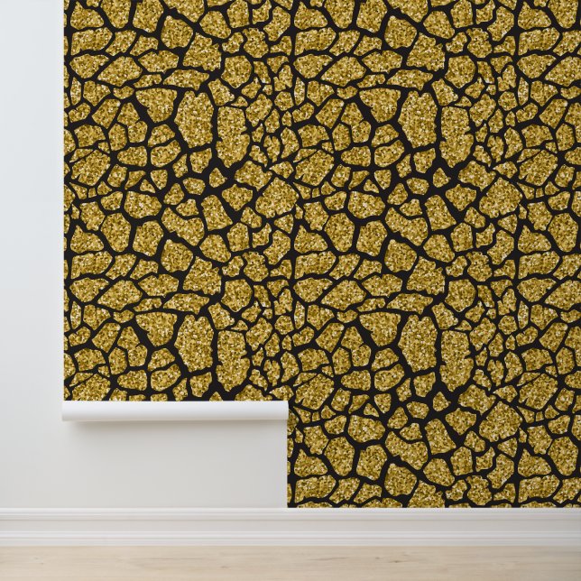 Elegant gold black giraffe print  wallpaper (Application)