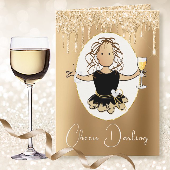Elegant Gold Black Glam Fabulous Female Birthday  Card (Creator Uploaded)
