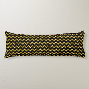 Elegant Gold Black Glitter Glam Chevron Bedding Body Cushion