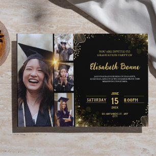 Elegant Gold & Black Graduation Party Invitation