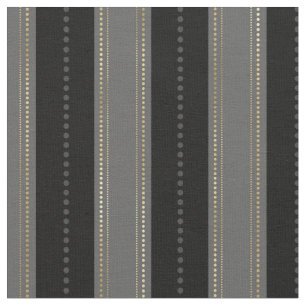 Elegant Gold Black Grey Stripes Dots Art Deco Fabric