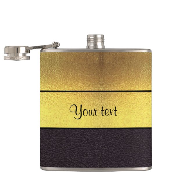 Elegant Gold & Black Hip Flask (Opened)