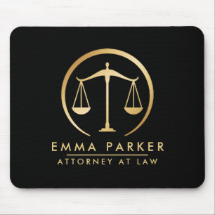 Elegant Gold & Black Lawyer Black Mouse Pad
