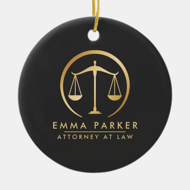 Elegant Gold & Black Lawyer Ceramic Ornament (Front)