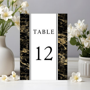 Elegant Gold Black Marble Wedding Table Number