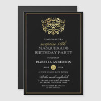 Elegant Gold & Black Masquerade Surprise Party