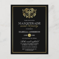 Elegant Gold & Black Masquerade Sweet 16 Party
