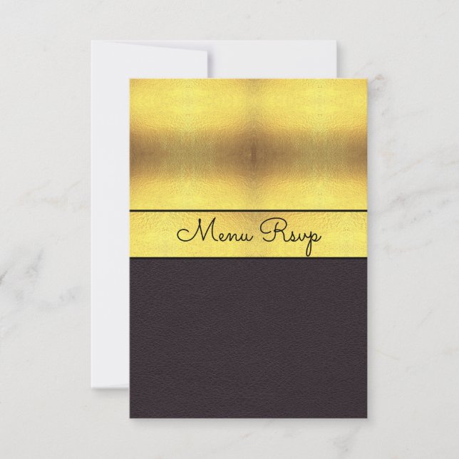 Elegant Gold & Black Menu RSVP (Front)