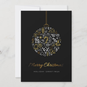 Elegant Gold & Black Merry Christmas Holiday Card