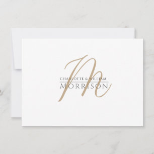 Elegant Gold Black Monogram Couples Card