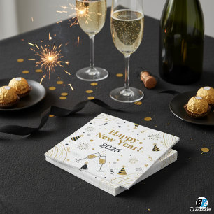 Elegant Gold & Black New Year ,Customizable  Napkin