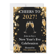 Elegant Gold & Black New Year's Eve Party