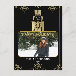 Elegant Gold & Black Nutcracker Holiday Photo