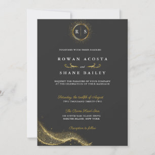 Elegant gold black  old money classic invitation