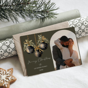 Elegant Gold Black Ornaments Arch Photo Holiday