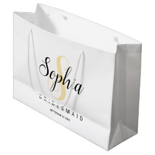Elegant Gold & Black Personalised Bridesmaid Large Gift Bag