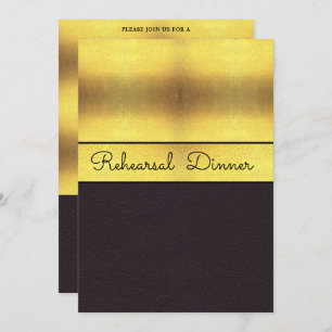 Elegant Gold & Black Rehearsal Dinner Invitation