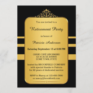 Elegant Gold & Black Retirement Party Invitation