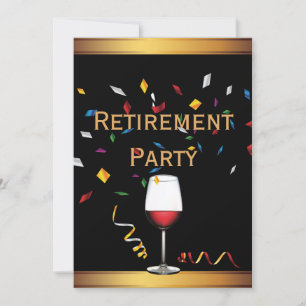 Elegant Gold & Black Retirement Party Invitations