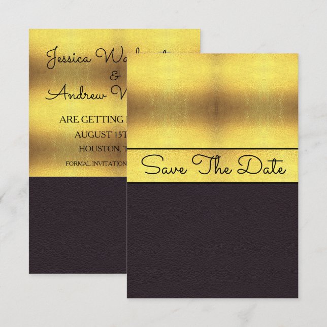 Elegant Gold & Black Save The Date Invitation (Front/Back)