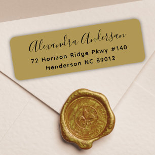 Elegant Gold Black Script Return Address Label