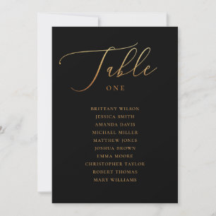 Elegant Gold & Black Script Wedding Seating Chart Invitation