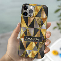 Elegant gold black silver geometric triangles