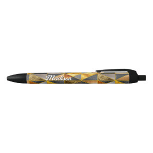 Elegant gold black silver geometric triangles  ink pen