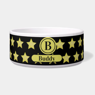 Elegant Gold & Black Star Pattern Monogram